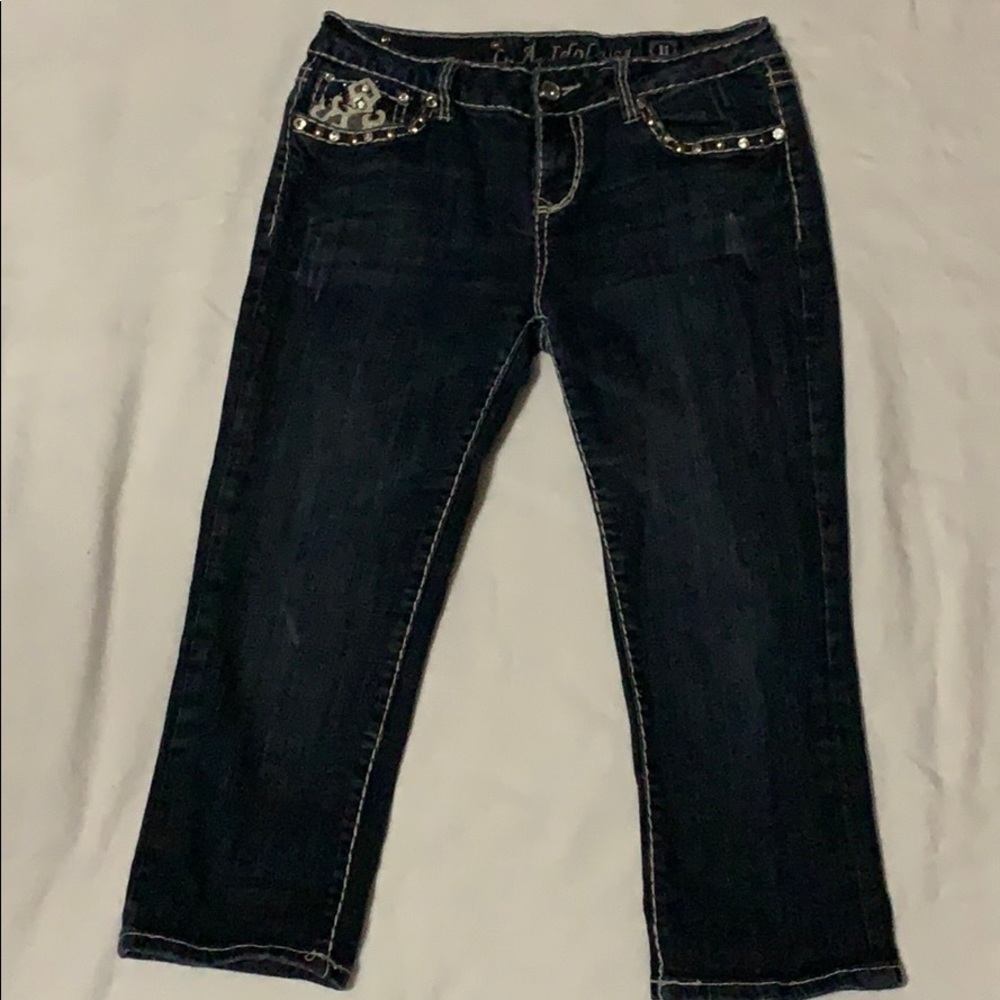 LA IDOL BLUE JEANS RHINESTONE ON backpocket